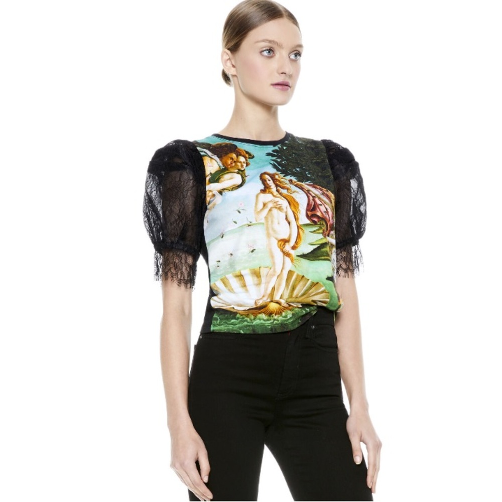 Alice and Olivia birth of Venus Posey lace puff sleeve top XS - Picture 3 of 6